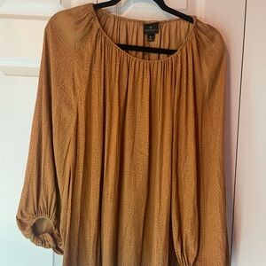 Worthington Brown Ruched 3/4 Sleeve Blouse